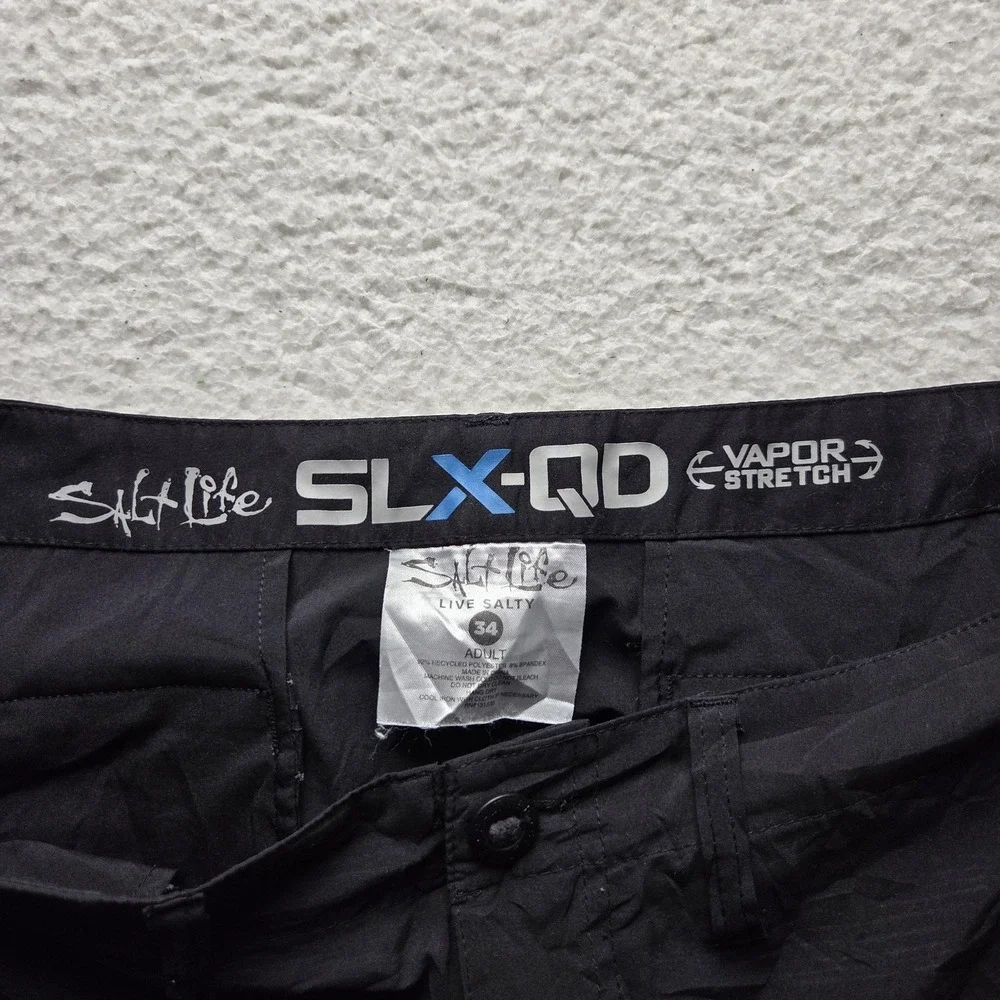 Salt Life SLX-QD Shorts Mens 34 Black Microfiber Chino 10 Inseam Quick Dry